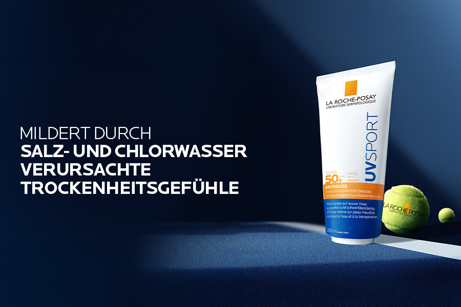 La Roche Posay Anthelios UV Sport Gel LSF 50+ Tube. Mildert Trockenheitsgefühle durch Salz- und Chlorwasser.